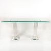 Rectangular Glass Console Table Top With Two Lucite Pillars
