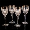 4pc Marquis Waterford Wine Glasses, Hanover Gold