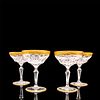 4pc Val St Lambert Treves Dore Crystal Champagne Coupe