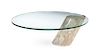 * A Glass and Marble Program 1000 Table, Height 17 1/2 x width 52 x depth 39 inches.