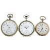 A group of six pocket watches, to include two continental white metal examples. All recommended for