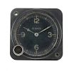 A military issue cockpit clock by Elgin. Black metal case, order number AC-26186, parts number 1776,