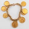 Antique 22K & 14K Yellow Gold Coin Charm Bracelet