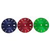 A group of dials in the style of Rolex. To contain red, green and blue examples, some diamond set, f