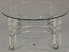 Charles Hollig Jones coffee table, chrome and lucite with round tops. ht. 16 in.; dia. 32 in.