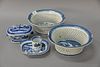 Canton five piece lot (as is) including two reticulated baskets (ht. 4 in.; 9" x 10").