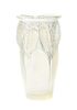 A Rene Lalique Molded and Opalescent Glass Vase, Height 9 1/2 inches.