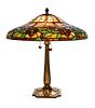 * A Duffner And Kimberly Leaded Glass Shade, Height overall 22 1/4 x diameter of shade 21 1/2 inches.