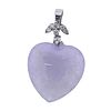 14k Gold Lavender Jade Diamond Heart Pendant