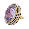 14K Gold Seed Pearl Amethyst Large Ring