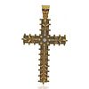 Castellani 15k Gold Granulated Diamond Cross Pendant