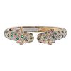 18k Gold Diamond Emerald Panther Cuff Bracelet