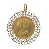 Buccellati 18k Gold Coin Diamond Medallion Pendant