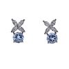 Tiffany &amp; Co Platinum Diamond Aquamarine Stud Earrings