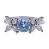 Tiffany &amp; Co Victoria Platinum Diamond Aquamarine Ring