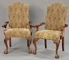Pair of Chippendale style upholstered armchairs.
