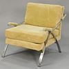 Chrome modern style lounge chair, Carson of High Point upholstery.