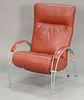 Lafer red leather adjustable lounge chair.