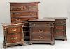 Five piece lot including Lexington Furniture tall chest, pair of small chests, night table, and a bed (no bolts for bed). tall chest...