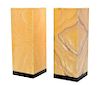 A Pair of Illuminated Onyx Pedestals, Height overall 20 7/8 inches.