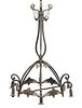 A Charles Schneider Modeled Glass and Iron Six-Light Chandelier, Height overall 34 1/2 inches.