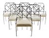 A Set of Six Chromed Armchairs, in the manner of Milo Baughman, Height of first 38 inches.