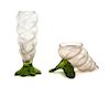 * Two Kralik Iridescent Glass Vases, Height of tallest 8 1/8 inches.