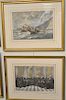 Set of four Harper's Weekly double page hand colored lithographs including Supreme Court, Ship's Hospital, Muzzling the Jib-Topsail,...