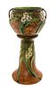 * A Roseville Pottery Jardiniere and Pedestal, Height overall 28 1/2 inches.