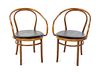 A Pair of Thonet Bentwood Armchairs, Height 31 1/2 inches.