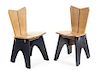 A Pair of Modernist Oak and Ebonized Side Chairs, Height 32 7/8 inches.
