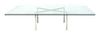 * A Ludwig Mies Van Der Rohe Chromed and Glass Low Table, Height 15 1/2 x width 70 x depth 50 inches.
