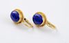 Pair of 18k Gold and Lapis Earrings