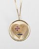 14k Gold, Ruby and Sapphire Pendant Necklace