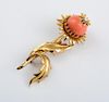 18k Gold, Coral and Diamond Flower Pin, Tiffany & Co., Jean Schlumberger