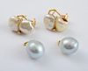 14k Gold, Keshi Pearl and Diamond Earrings