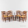 Set of Eight Tiger Maple Carved Fancy Chairs