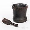 Lignum Vitae Mortar and Pestle Alleged to Have Descended from Governor William Bradford