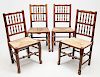 Assembled Set of Eight English Stained Oak Yorkshire Dining Chairs