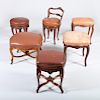 Group of Five Louis XV Style Carved Beechwood Tabourets