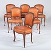 Set of Six Louis XV Style Carved Walnut Chaises en Cabriolet
