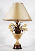 Vintage Alabaster Flower Basket Table Lamp