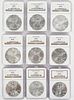 (9) NGC Graded MS69 Silver $1 Eagles