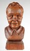 Early 20C Carved Wood Boy Bust Sculpture