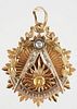 14K Gold and Diamond Masonic Compass Pendant 