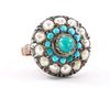 18K Gold, Turquoise, & Pearl Cocktail Ring