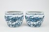 Pair of Modern Chinese Blue and White Porcelain Jardinières