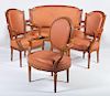 Assembled Group of Eleven Louis XVI Style Carved Beechwood Fauteuils en Cabriolet and a Louis XVI Style Carved Beechwood Settee