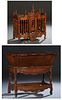 Exceptional French Provincial Carved Walnut Panetiere, 19th c., Provence, the finialed top over a bowed lyre carved door and turned spindled sides, on