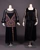 TWO BLACK SILK DAY OR EVENING DRESSES, EARLY 1920s